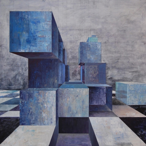 Blocks no. 514, 100x100 cm, acrylic on canvas