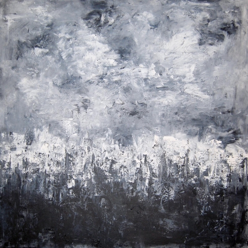 Kompozycja w czerni i bieli nr 121, 100x100 cm, akryl na płótnie
