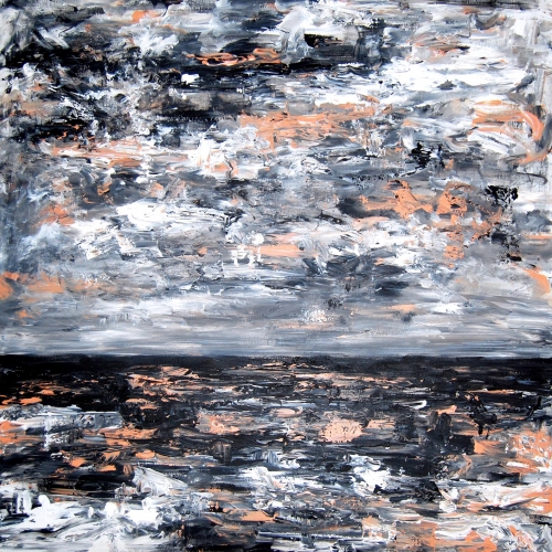 Composition in black and beige no. 124, 100x100 cm, acrylic on canvas